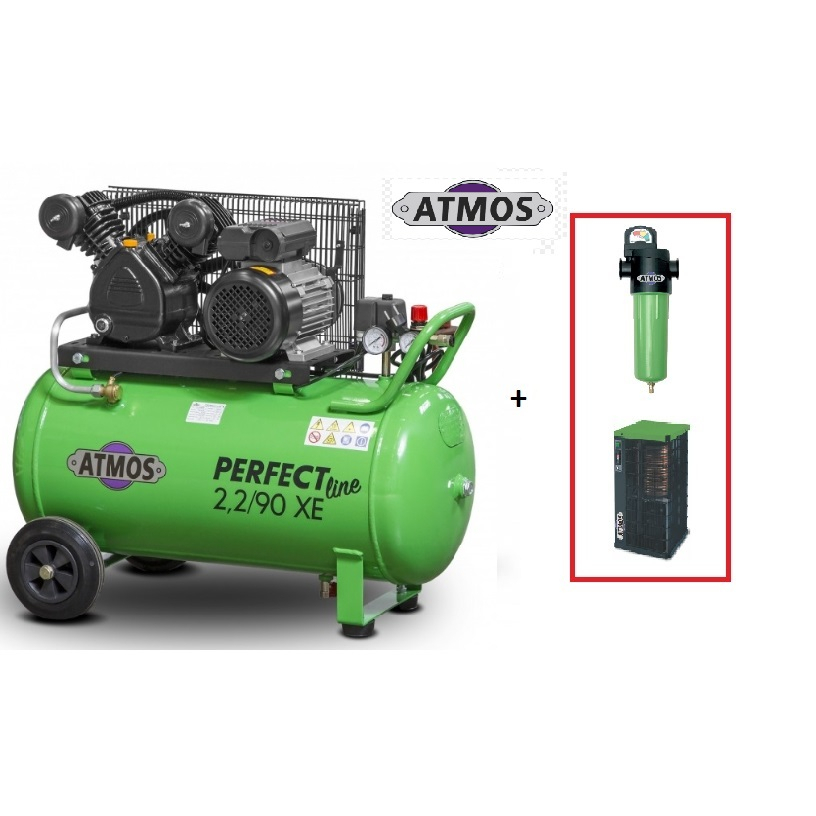 Kompresor Atmos Perfect line 2,2/90 XE + SF Průmyslový filtr (F02) + Kondenzační sušička (AHD21)