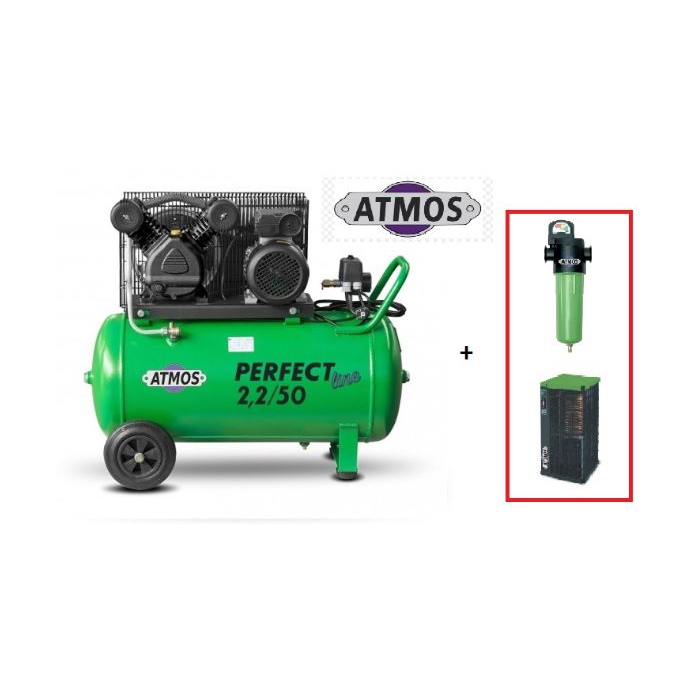 Kompresor Atmos Perfect line 2,2/50 + SF Průmyslový filtr (F02) + Kondenzační sušička (AHD31)