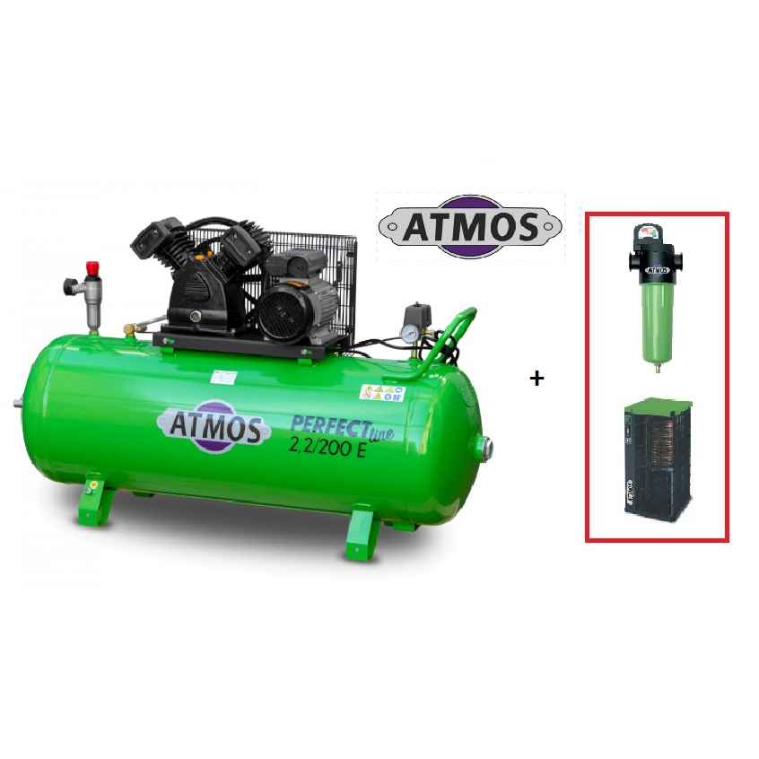 Kompresor Atmos Perfect line 2,2/200 E + SF Průmyslový filtr (F02) + Kondenzační sušička (AHD31)