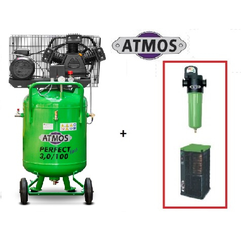 Kompresor Atmos Perfect line 3/100 S + SF Průmyslový filtr (F02) + Kondenzační sušička (AHD61)