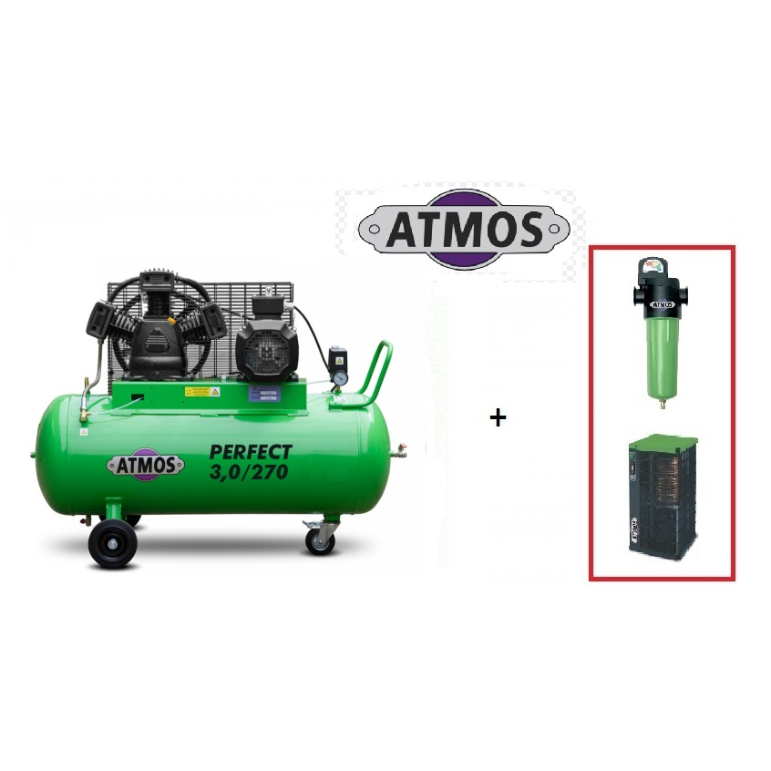 Kompresor Atmos Perfect 3/270 + SF Průmyslový filtr (F02) + Kondenzační sušička (AHD31)