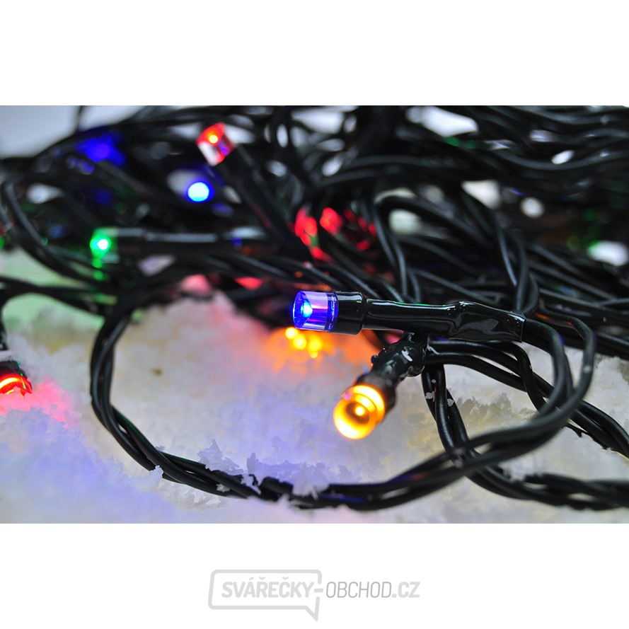 Solight LED venkovní vánoční řetěz, 100 LED, 10m, přívod 3m, 8 funkcí, časovač, IP44, vícebarevný