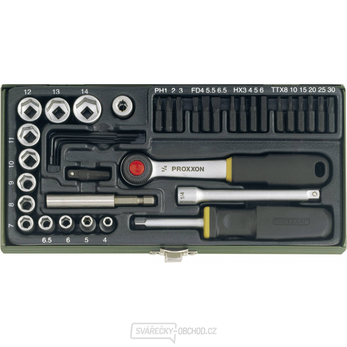Sada nástrčných klíčů a bitů Proxxon Industrial 23070, 1/4" (6,3 mm), 39dílná