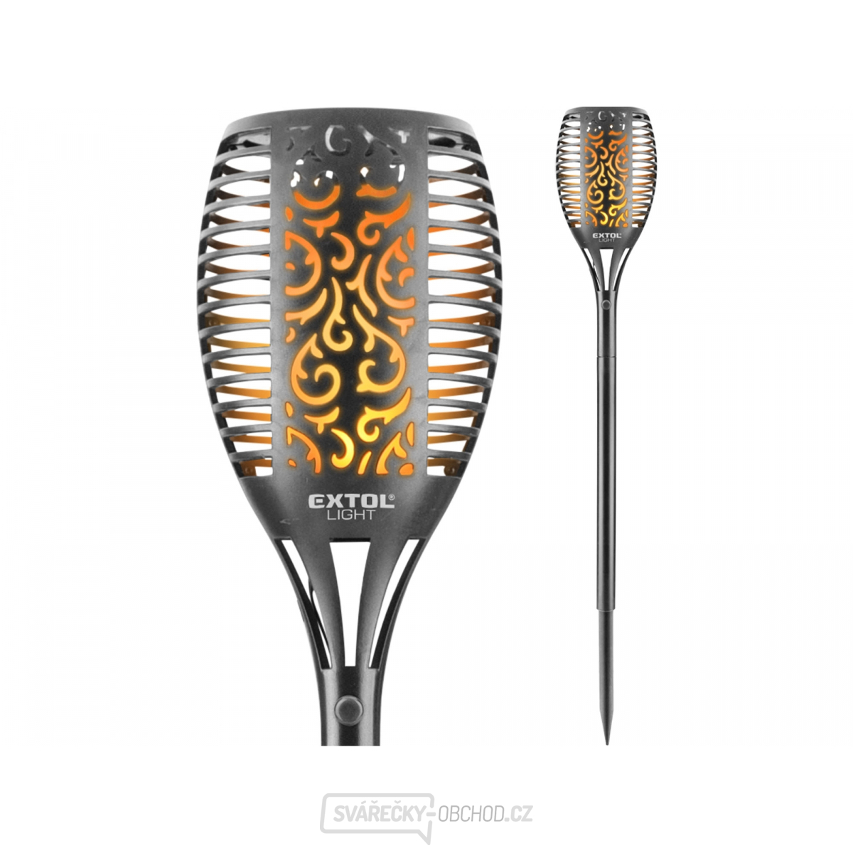 Pochodeň LED s plamenem, 79cm, solární nabíjení, 35lm