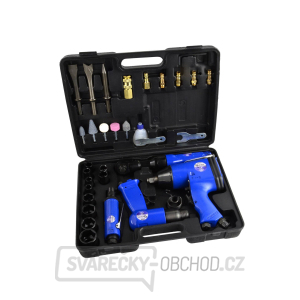 Sada pneumatických nástrojů - rázový utahovák, ráčnový utahovák, bruska a sekáč, 33 dílů Sada pneumatických nástrojů - rázový utahovák, ráčnový utahovák, bruska a sekáč, 33 dílů gallery main image
