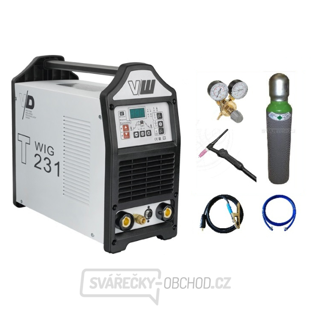 VECTOR DIGITAL T231 WIG + svářecí kabely + Hořák TIG  s potenciometrem + ventil + Plná Argon láhev