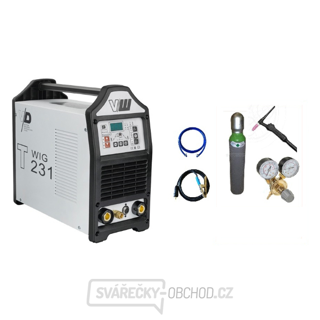 VECTOR DIGITAL V241 ACDC + svářecí kabely + Hořák TIG s potenciometrem + ventil + Plná Argon láhev