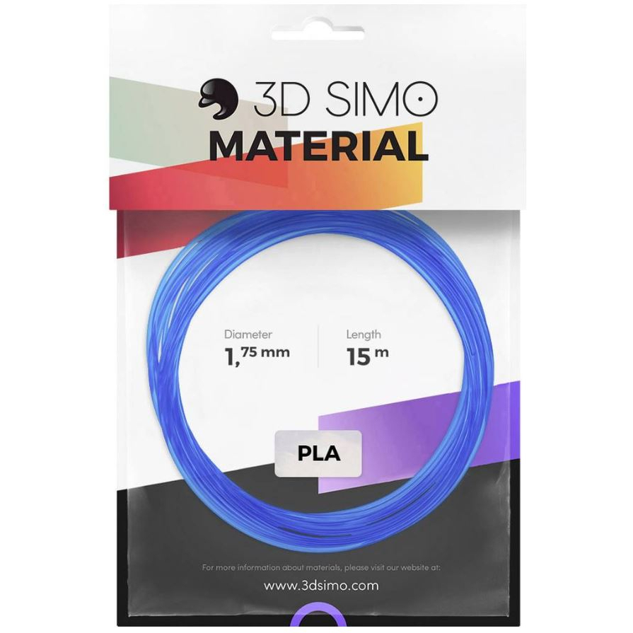 Sada Vláken pro 3D Tiskárny 3D Simo PLA – Transparentní modrá, červená, bíla (1.75mm)