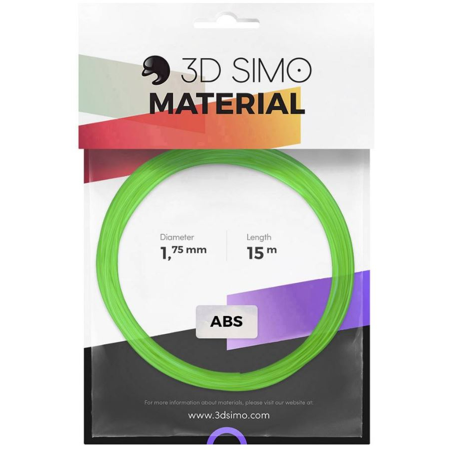 Sada Vláken pro 3D Tiskárny 3D Simo ABS – Transparentní zelená, žlutá, lila (1.75mm)