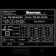 Sherman Svářecí Invertor TIG 201 AC/DC + Kabely + Hořák + Sada vybavení Náhled