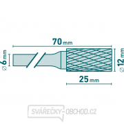 Fréza karbidová, válcová s čelním ozubením, pr.12x25mm/stopka 6mm,sek střední(double-cut) Náhled