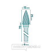 Fréza karbidová, ostrý oblouk, pr.12x25mm/stopka 6mm,sek střední(double-cut) Náhled