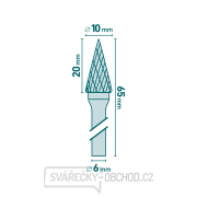 Fréza karbidová, konická jehlan, pr.10x20mm/stopka 6mm,sek střední(double-cut) Náhled
