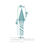 Fréza karbidová, konická jehlan, pr.10x20mm/stopka 6mm,sek střední(double-cut) Náhled