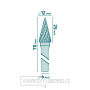 Fréza karbidová, konická jehlan, pr.12x25mm/stopka 6mm,sek střední(double-cut) Náhled