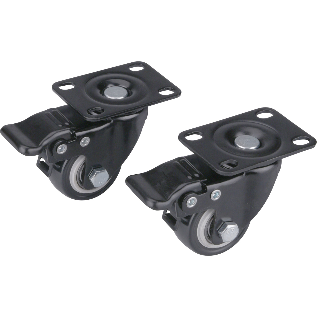 Levně Kolečka otočná s PVC obručí a brzdou, sada 2ks, průměr 40mm 8856013