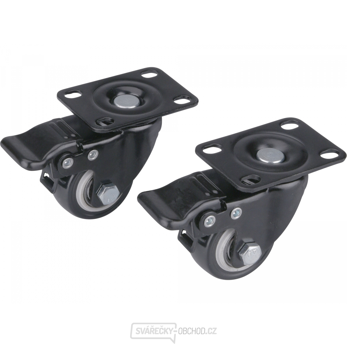 Kolečka otočná s PVC obručí a brzdou, sada 2ks, průměr 40mm