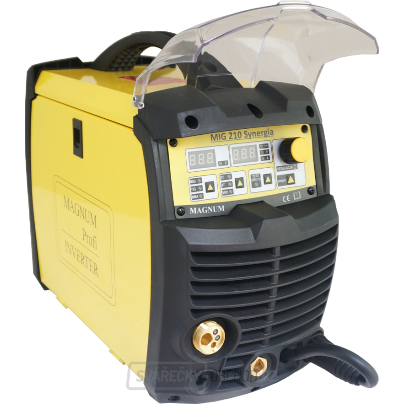 MIG 210 P/SY synergic, pulzní svářečka, zdarma elektrodový a zemnící kabel a hořák 15/3m