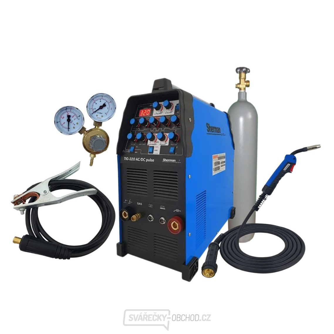 Sherman Svářecí Invertor TIG 320 AC/DC Pulse + Ventil + plná Argon láhev