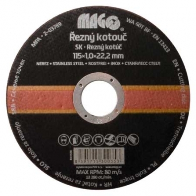 Řezný kotouč na nerez 115x1,0x22,2mm