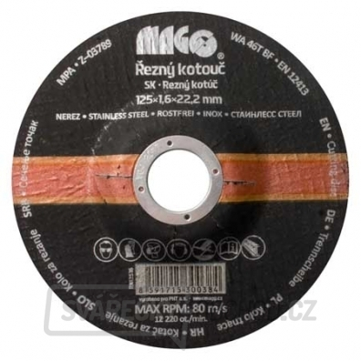 Řezný kotouč na nerez 125x1,6x22,2mm