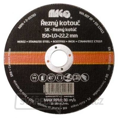 Řezný kotouč na nerez 150x1,0x22,2mm