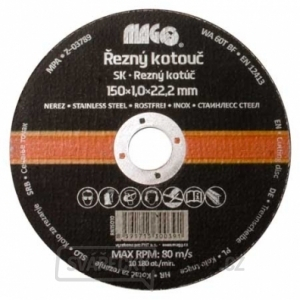 Řezný kotouč na nerez 150x1,0x22,2mm Řezný kotouč na nerez 150x1,0x22,2mm gallery main image