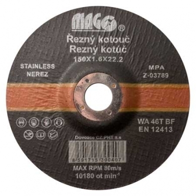 Řezný kotouč na nerez 150x1,6x22,2mm RN15016