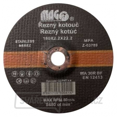 Řezný kotouč na nerez 180x2,2x22,2mm
