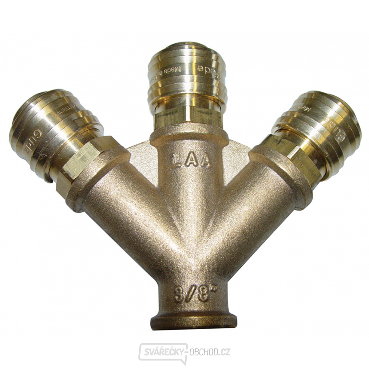 3-cestný rozdělovač vzduchu s rychlospojkami (⅜“ vnitřní závit)