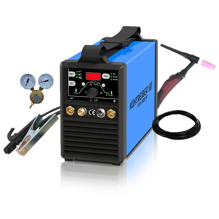 Kühtreiber KITin 1500 HF +Svářecí hořák KTB 17 4m - 35-50 s tlačítkem pro HF+Svařovací kabely 25/5m - 35-50 Guma+Redukční ventil - 001set2
