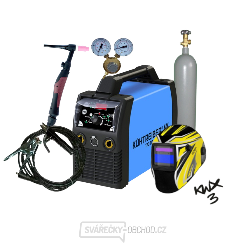 KITin 170 TIG LA + kabely 25/5m + kukla + hořák + redukční ventil + plná lahev ARGON