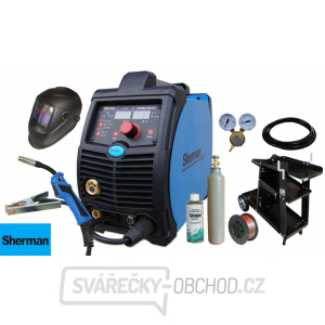 Sherman DIGIMIG 200 GD Synergy + Hořák + Zemnící kabel + Redukční ventil + Samostmívací kukla + Drát + Vozík +Plná lahev
