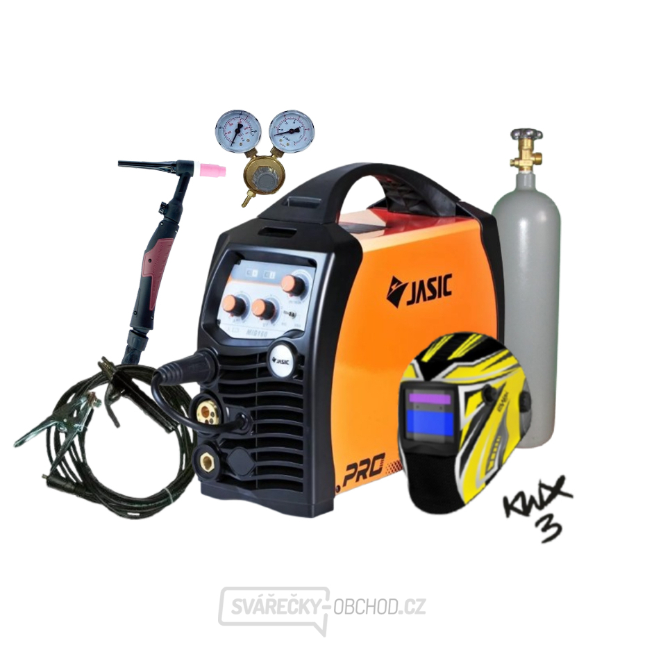 Jasic MIG 160 N219 + Hořák + Zemnící kabel + Samostmívací kukla + Redukční ventil CO2+ Plná Tlaková lahev CO2