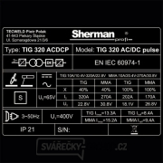 Sherman Svářecí Invertor TIG 320 AC/DC Pulse + CHLAZENÍ WRC 300B + Vozík + Ventil + plná Argon láhev náhled