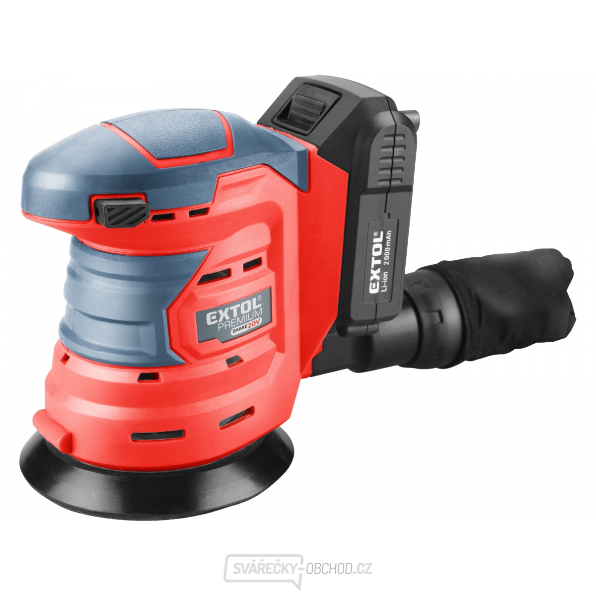 Akumulátorová excentrická bruska Extol Premium SHARE20V, 20V Li-ion, 2000mAh, 125mm