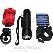 Solight sada cyklo světel, přední 3W LED + zadní 5x LED, 2x držák, 5x AAA baterie Náhled