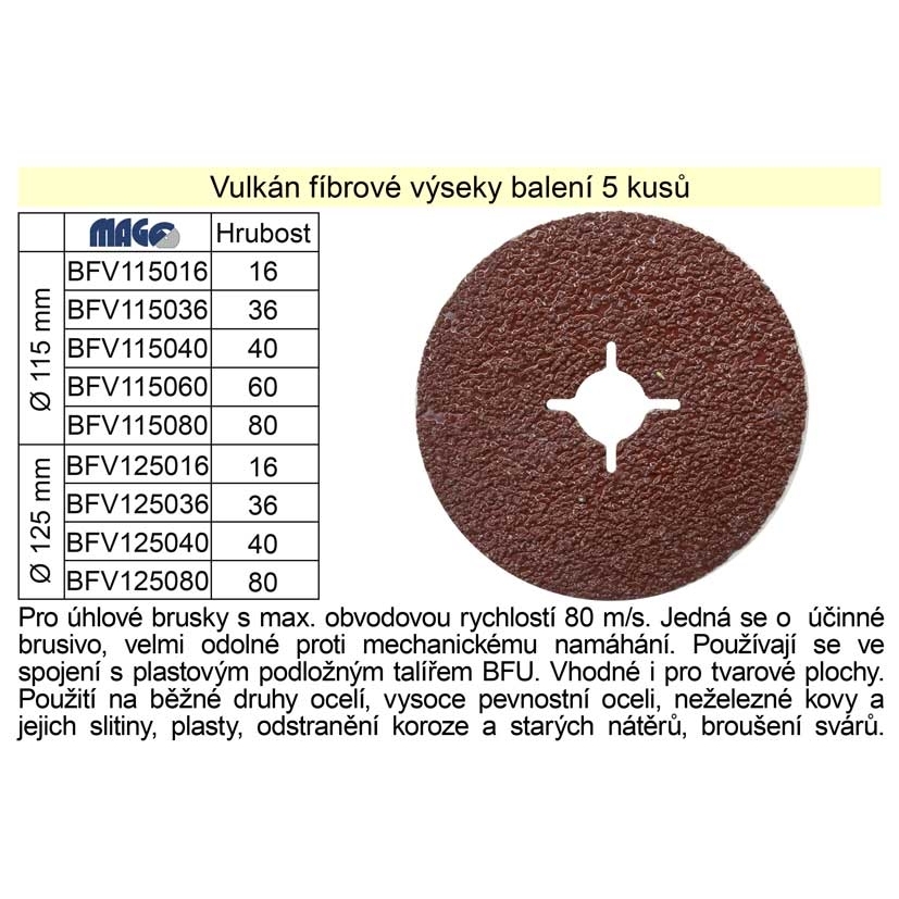 MAGG Brusný fíbrový výsek 115mm/36, 5ks v bal. gallery main image