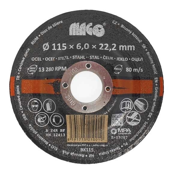 Brusný kotouč na kov 115x6x22,2 mm BK115