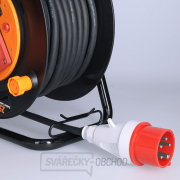 Solight prodlužovací přívod na bubnu, 3 zásuvky, 400V + 230V, 25m gumový kabel 3x1,5mm2, IP44 náhled