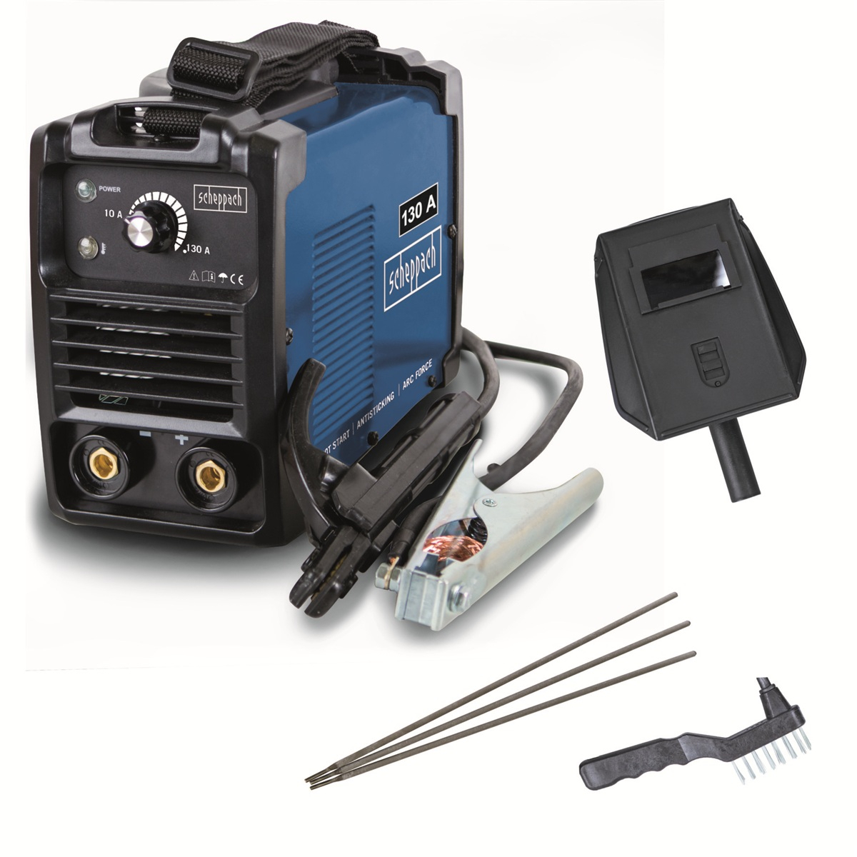 Scheppach WSE1000 svářecí invertor 130 A s příslušenstvím 5906602903