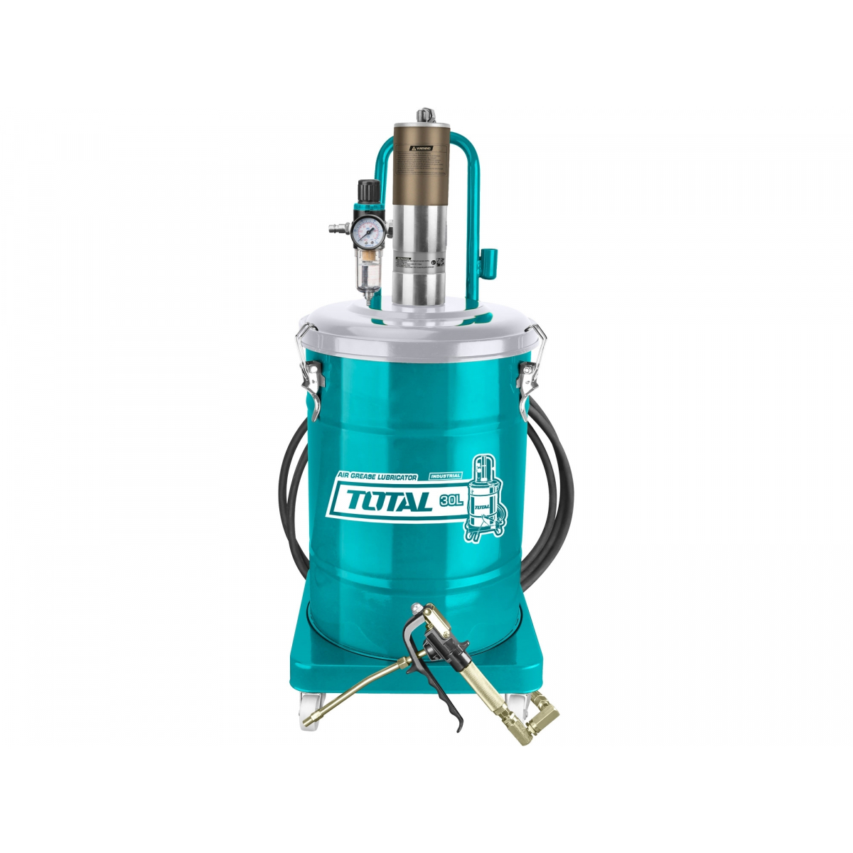 Pneumatický mazací lis, industrial, objem zásobníku maziva 30l, pojízdný, průměr vzduchového válce 70mm THT118302