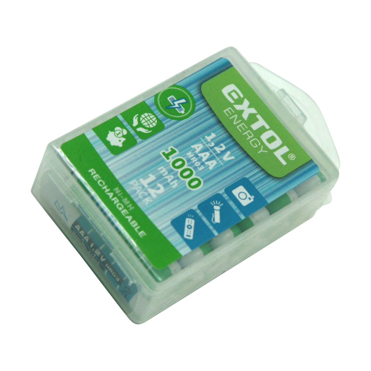 Levně Baterie nabíjecí, 12ks, AAA (HR03), 1,2V, 1000mAh, NiMh 42062