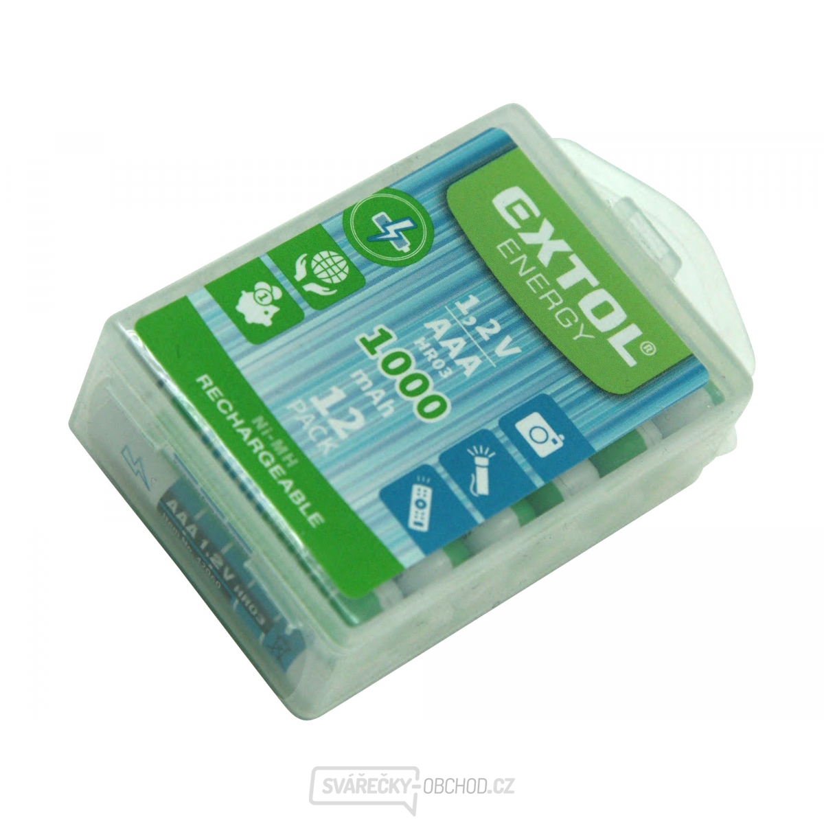 Baterie nabíjecí, 12ks, AAA (HR03), 1,2V, 1000mAh, NiMh