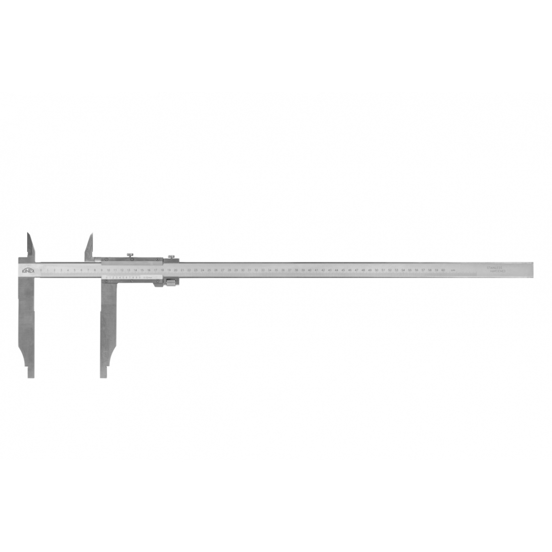 KINEX/K-MET Posuvné měřítko s jemným stavěním KINEX 1500 mm, 200 mm, 0,05 mm, s horními noži, ČSN 25 1231, DIN 862