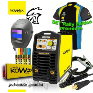 KOWAX® GeniArc®160 Svářecí invertor MMA/TIG RALLY EDITION SET III - 3 Kabely + Kukla + Elektrody 2.5mm/2.5kg + Tričko