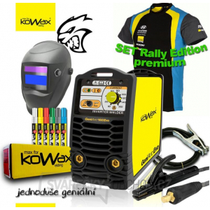 KOWAX® GeniArc® 160 EVO Svářecí invertor MMA/TIG RALLY EDITION SET III - 3m Kabely + Kukla + Elektrody 2.5mm/2.5kg