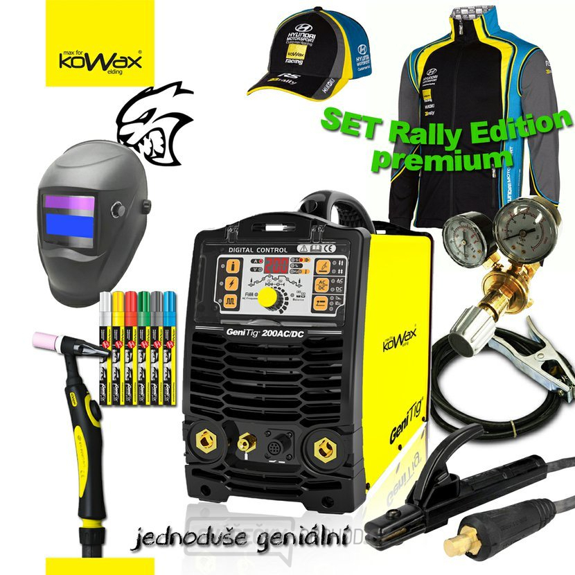 KOWAX GENITIG 200AC/DC HF SVÁŘECÍ INVERTOR DC TIG/MMA+KABELY+HOŘÁK+VENTIL+KUKLA+MIKINA+ČEPICE gallery main image