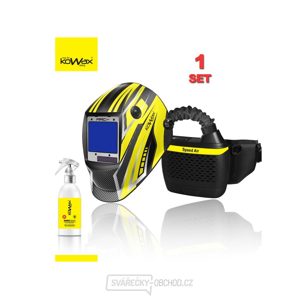 SET Filtračně ventilační jednotka KOWAX Speed Air + kukla KWXSA820ARC++ ZDARMA NanoCleaner  + chránič krku