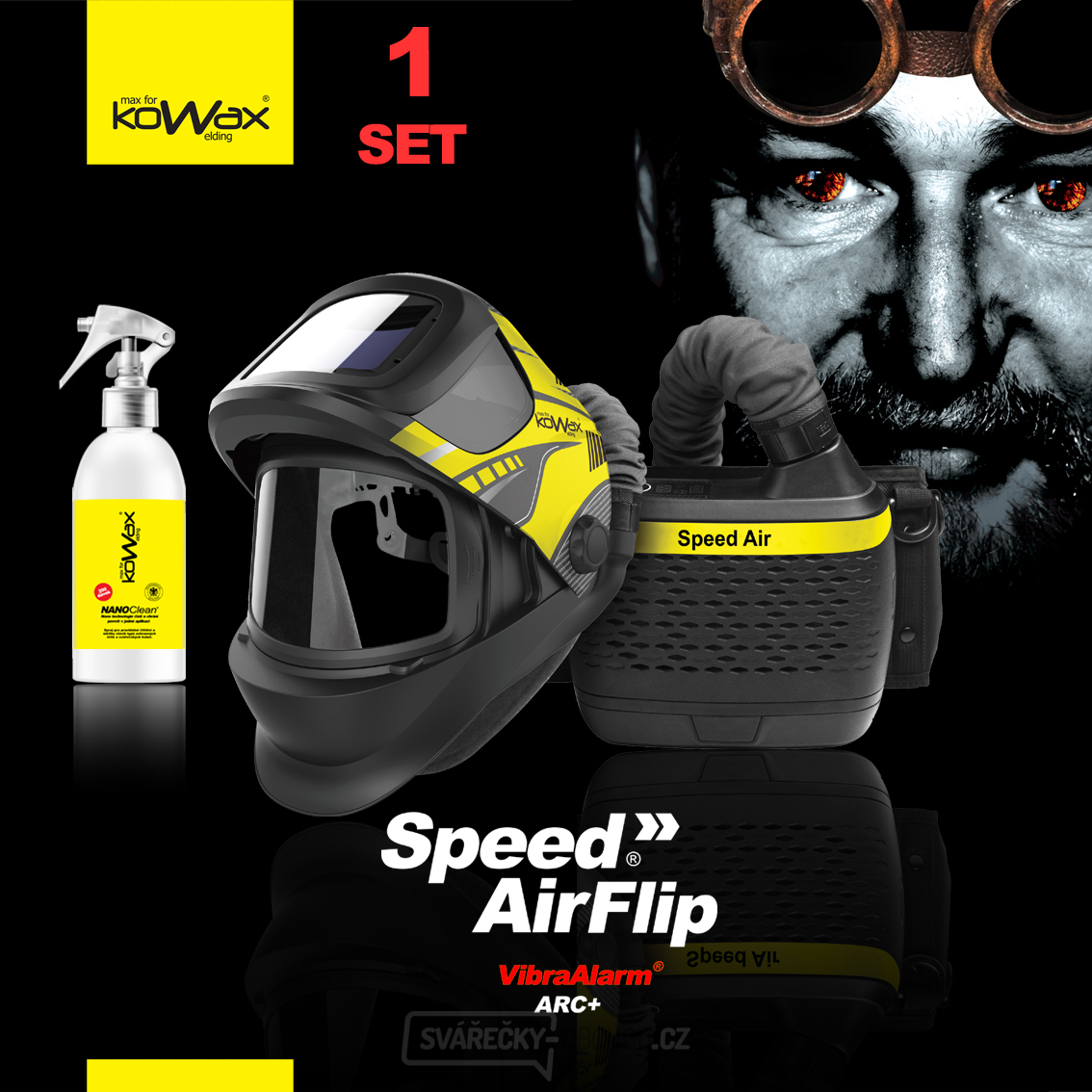 KOWAX Filtračně ventilační jednotka Speed Air FLIP + Kukla + KOWAX FLIP ARC + čistič kukel